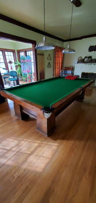 Brunswick Balke Collender Conqueror Antique Billiard Snooker Pool Table 9 