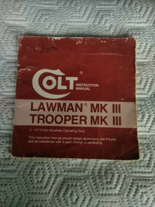 Factory Vintage 1979 Colt Lawman Mk Iii Trooper Mk Iii Instruction Manuals
