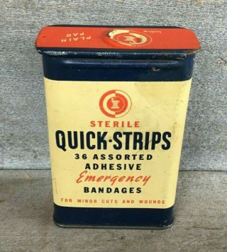 Empty Vintage Medical Advertising Tin Quick Strips Band Aid Bandage Tin