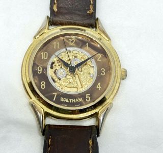 Vintage Waltham Skeleton Style Dial Quartz Watch Xb 357 Japan Runs