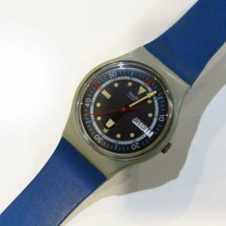 Vintage Swatch Watch " Calypso Diver " Gm701 1985 Water Resist 3 Bar