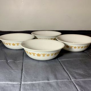 Set Of 4 Vintage Corelle Butterfly Gold Cereal Soup Bowls - Discontinued Retro