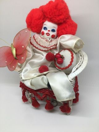 Vintage Clown Musical Wind Up Doll Evening - Face -