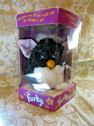 Furby 70 - 800 Electronic Toy 1998 Black - Grey Eyes - Pink Ears/talks/vintage