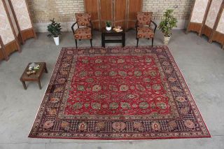 10x10 Hand Knotted Oriental Vintage Wool Traditional Floral Red Antique Area Rug