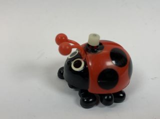 Vintage Ladybug Red And Black Spots Wind - Up Toy Tomy 1977 Walking Bug