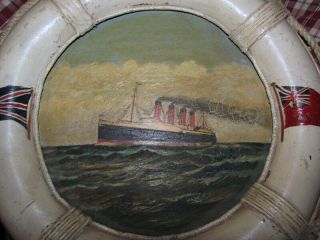 Antique Cunard Line Rms Lusitania Souvenir Lifering C - 1907.  Chromolithograph