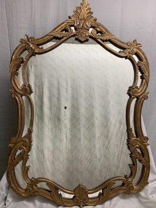 Antique Vintage Large Ornate Wood Gold Gilt Mirror