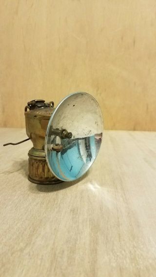 Vintage Justrite Brass Coal Miners Carbide Lamp Lantern Light For Helmet