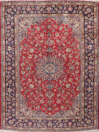 Vintage Traditional Floral Red Najafabad Area Rug Hand - Made Living Room 10x13
