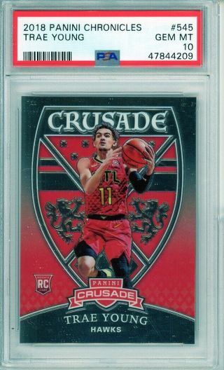 2018 - 19 Panini Chronicles 545 Trae Young Crusade Rc Rookie Psa 10 Gem