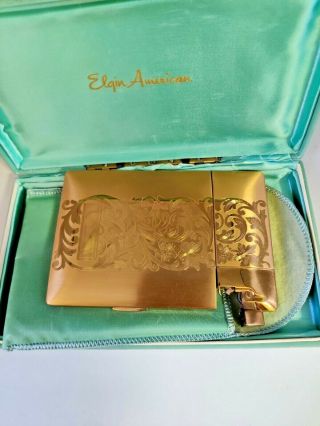 Vintage Elgin American Gold Tone Cigarette Case With Lighter (ct)