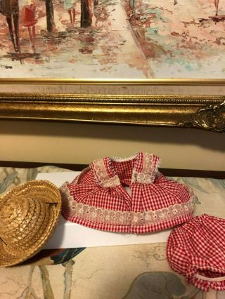 Ginny Vogue doll vintage red and white Gingham Wavette dress,  bloomers and hat 2