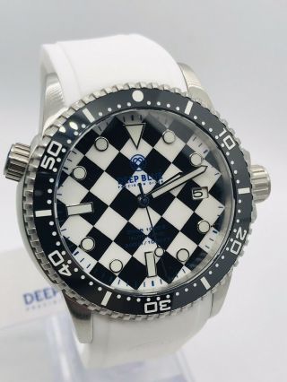 Deep Blue Diver 1000 Ii 40mm Automatic Dive Watch /white Checker Dial