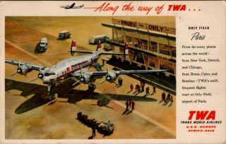 Vintage Twa Airline Orly Field Paris France French 1957 Constellation? - A13