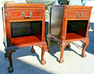 Empire Case Goods Mahogany Chippendale Style Ball & Claw Nightstands