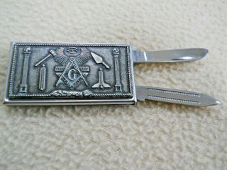 Vintage Masonic Money Clip / Knife / File / Made In Hong Kong