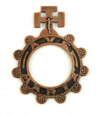 Finger Rosary Ring Vintage Ave Maria Coppertone Lourdes
