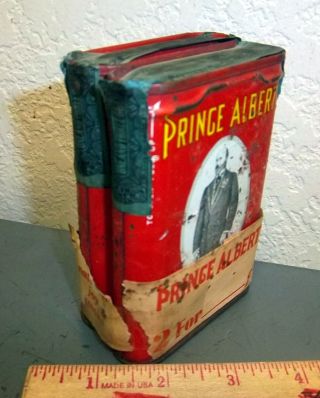 Vintage Prince Albert Tobacco Tin,  Set Of 2,  W/ Wrapper,  Great Tax Tags