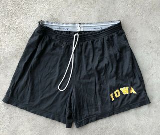 Vtg 90s Champion Iowa Hawkeyes Black Mesh Shorts Mens L/xl