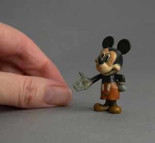 Vintage Mickey Mouse Cold Painted Bronze Miniature Walt Disney Cartoon Signed