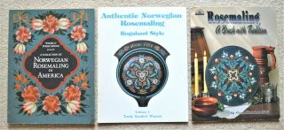 3 Vintage Rosemaling Books Norwegian Painting Vgc