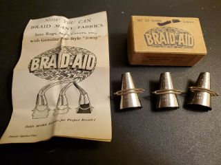 Braid Aid Vintage Rug Making Tool Braiding Braided Set Of 3 Box