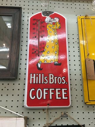 Antique Porcelain Hills Bros.  Coffee Thermometer Advertising