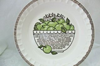 Jeanette Apple Pie Recipe Stoneware Pie Dish Pan Plate Baking Vintage Usa