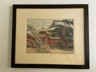 Japanese Woodblock Print,  Elizabeth Eaton Burton,  Temple Courtyard