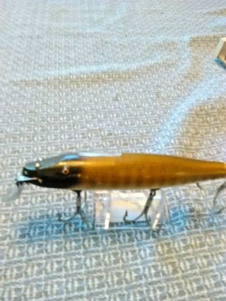 Old Lure Vintage Wooden Pikie 6 1/2 In.  Long Brownish Green /brown Scale Pattern