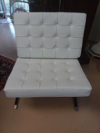 MidCentury Modern Barcelona Style Chair & Ottoman MCM Mies Van Der Rohe 3