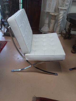 MidCentury Modern Barcelona Style Chair & Ottoman MCM Mies Van Der Rohe 4
