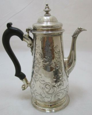 Good Antique Georgian Sterling Silver Coffee Pot,  1742,  Richard Gurney,  531g