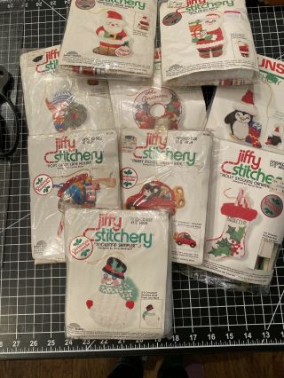 Vintage Jiffy Stitchery Sunset Christmas Ornament Crewel Embroidery Kit Santa