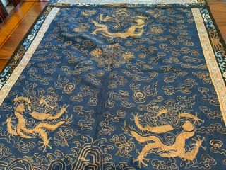 An Large Chinese Qing Dynasty Embroidered Silk Dragon Panel. 5