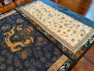 An Large Chinese Qing Dynasty Embroidered Silk Dragon Panel. 6