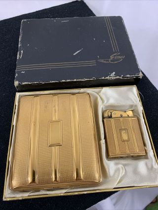 Vintage Evans Pocket Lighter & Cigarette Case Gift Set