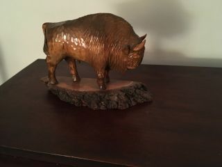Vintage Carved Wood Bison Buffalo 10 1/2” Long