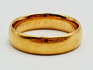 Antique 1879 Tiffany & Co 18k Yellow Gold 4.  8mm Wedding Band Size 6,  4.  9g