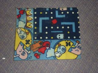 Vintage Pac - Man Carpet Piece 1980s Rug Midway Bally Official Pacman Retro Rare