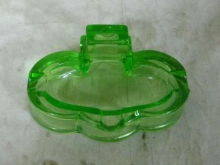 989g - 1 Vintage Green Glass Ash Tray With Match Holder