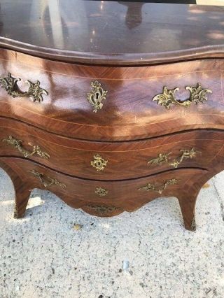 French Louis XV Style Serpentine Front Marble Top Chest Commode 2