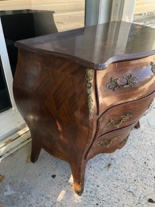 French Louis XV Style Serpentine Front Marble Top Chest Commode 3