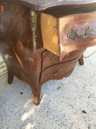 French Louis XV Style Serpentine Front Marble Top Chest Commode 5