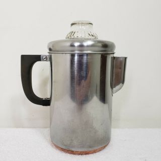 Vintage Ekcoware Stainless Steel Copper Clad Thick Bottomed Percolator Pot 6 - 7c