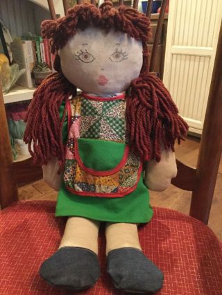 Vintage Handmade Rag Doll Cloth Painted Face 20 " For Quick
