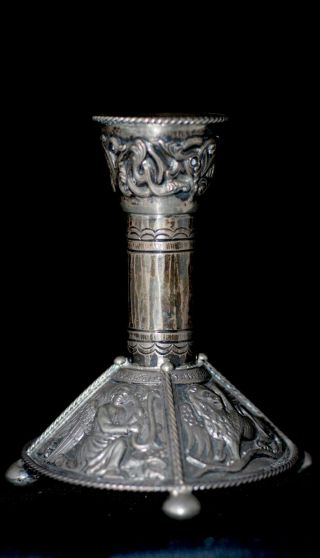 Magnificent Norwegian Arts & Crafts 830 Silver Candlestick By H.  Moller