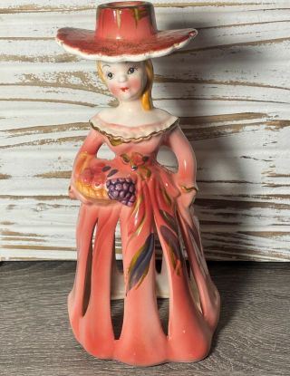Vintage Pacific Pink Victorian Lady Napkin Holder Dinner Bell Hand Painted Japan