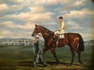Antique Horse Jockey Oil Painting Equestrian 2